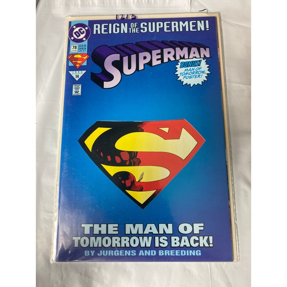 Superman 78 Reign of the Supermen 1993 DC Comics Man of Tomorrow Poster Included